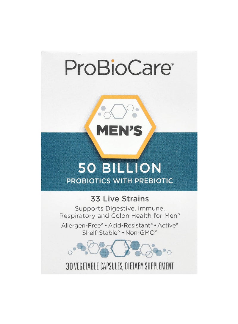 Men's Probiotics with Prebiotic, 50 Billion, 30 Vegetable Capsules